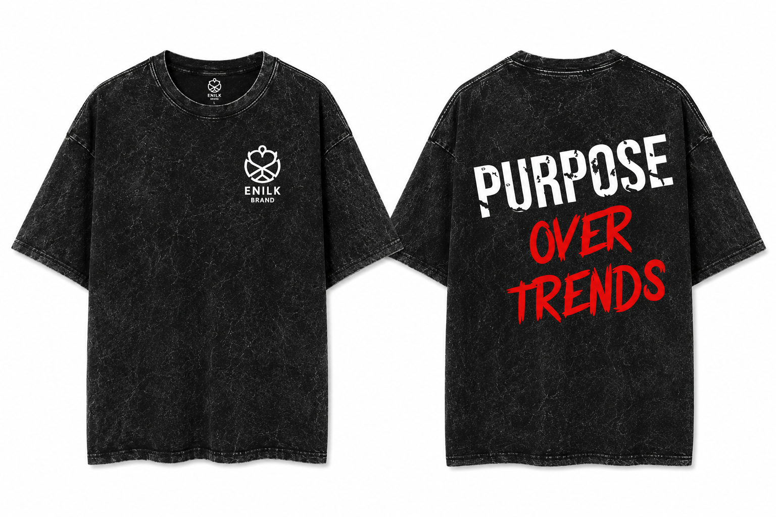 Purpose over Trends Black Acid Wash Tee